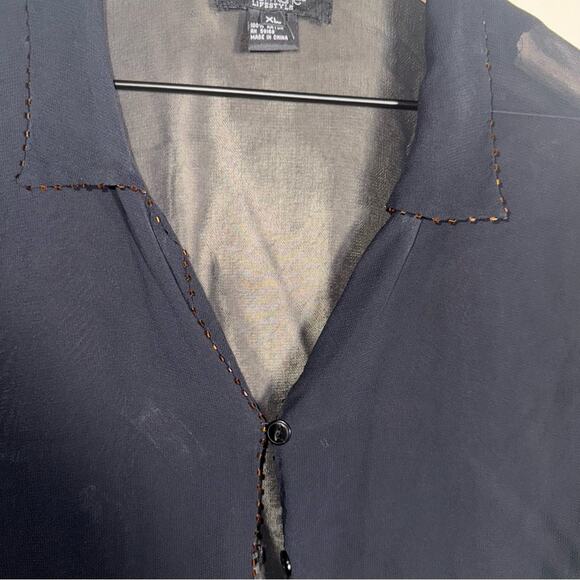 KAREN KANE beaded sheer whimsigoth button up blouse XL - Picture 3 of 7